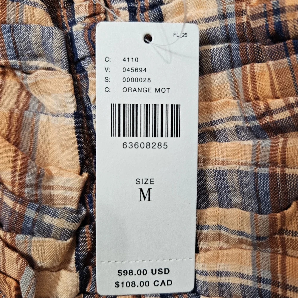 Anthropologie Verb Plaid Ruffle‎ Crop Top Orange Blue Y2K Cottagecore Prairie